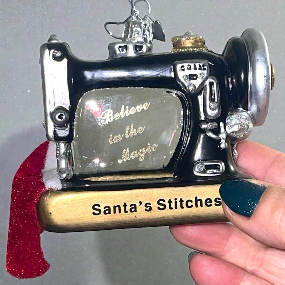 Vintage Kurt’s Adler  Glass Christmas Ornament Sewing Machine Xmas Decor OOAK
